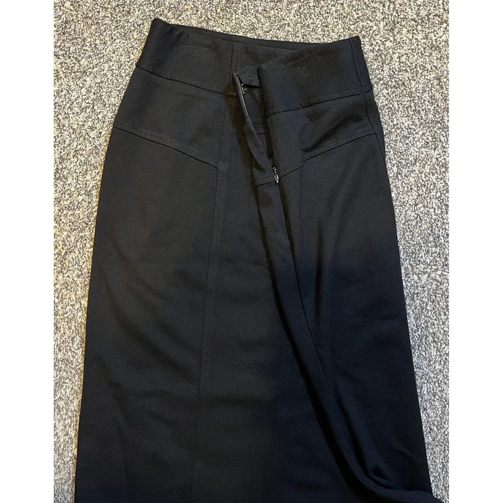 Chico's Skirt Womens 1 Black Stretch Knit Pencil Knee Length‎ Zip Work Office
